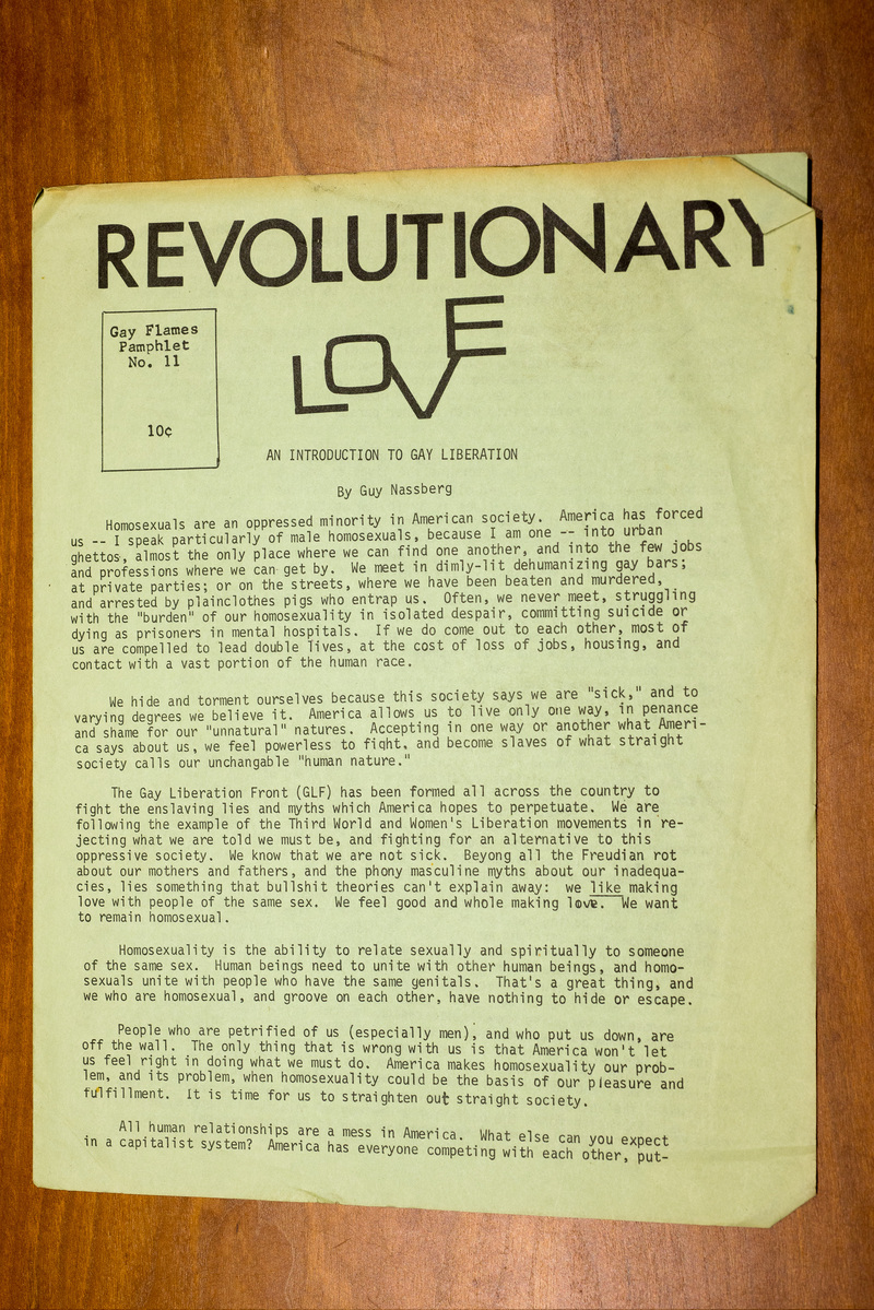 Revolutionary Love: An Introduction to Gay Liberation; On Sex Roles